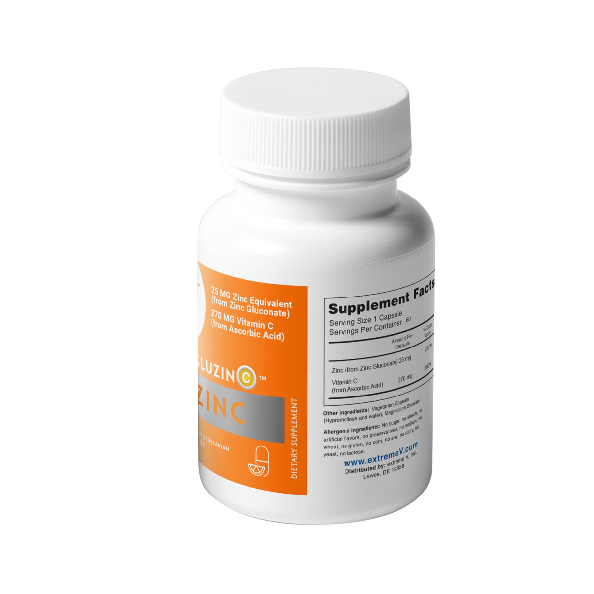 Extreme V GluzinC Zinc & Vitamin C Supplement - 120 Vegetarian Capsules - image 4