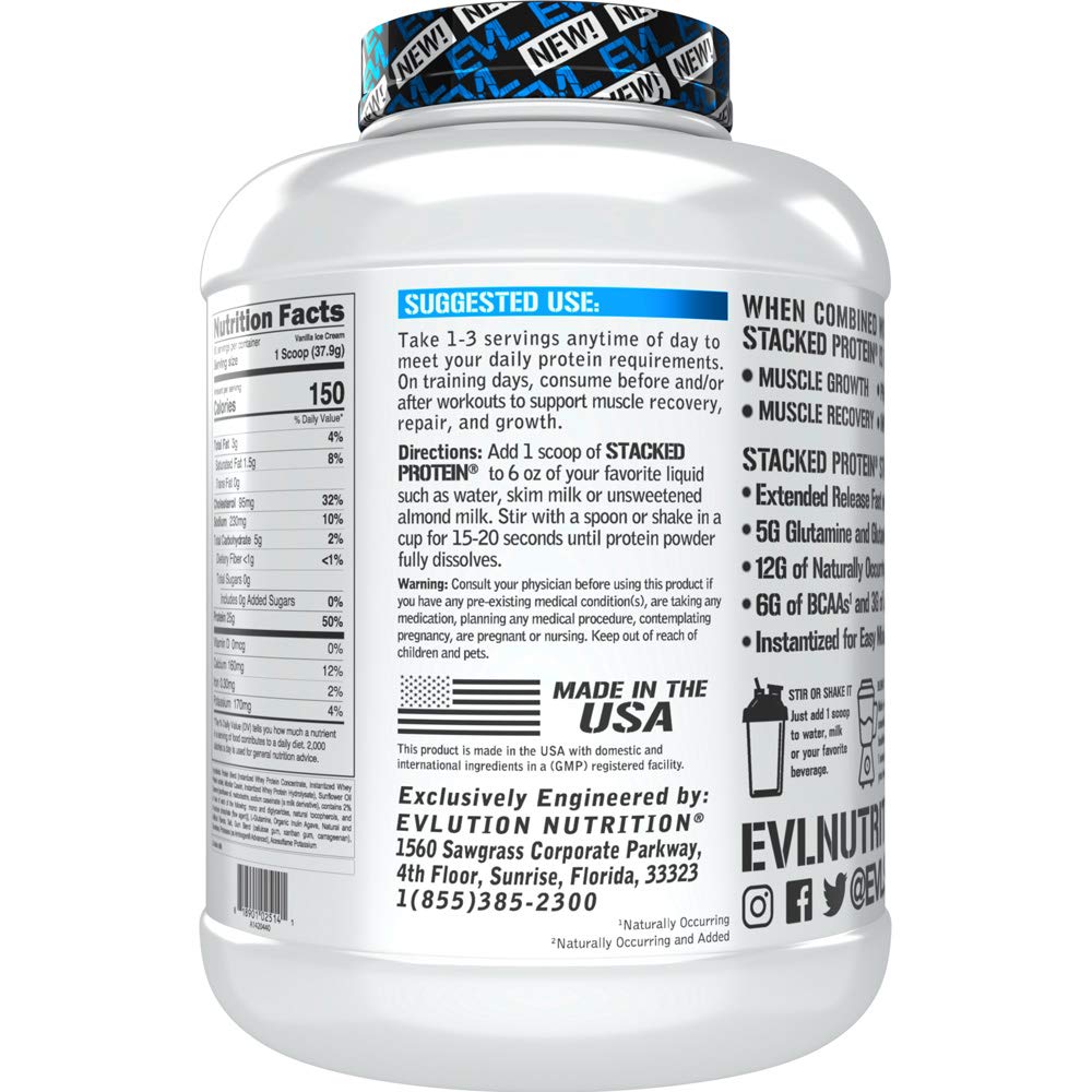 Evlution Nutrition Stacked Protein Powder Vanilla Ice Cream - 5 LB - image 5