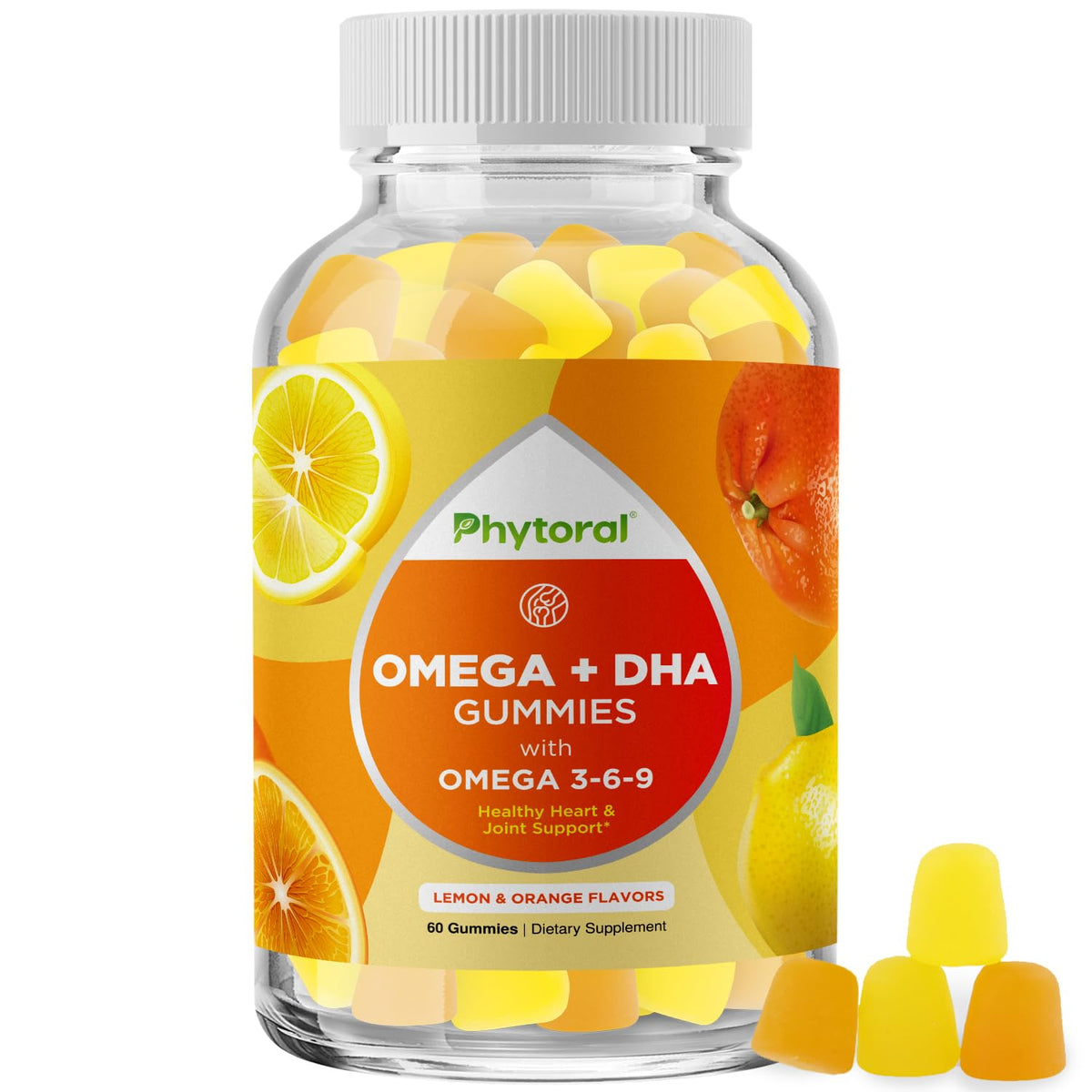 Phytoral DHA Omega 3 Gummies for Brain & Heart Support - 60 Count