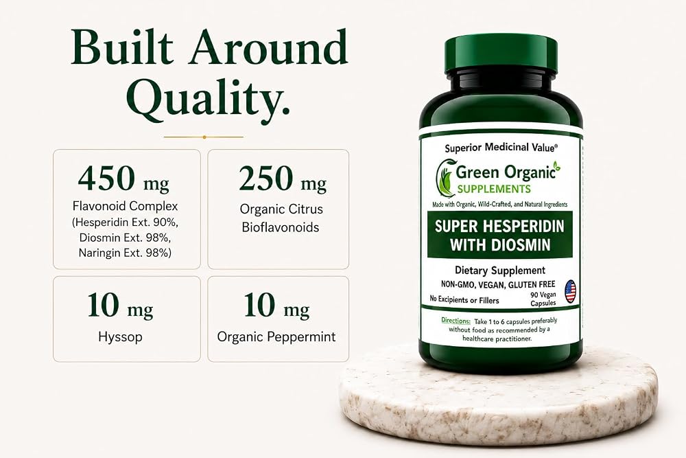 Green Organic Supplements Super Hesperidin with Diosmin - 90 Capsules - image 4