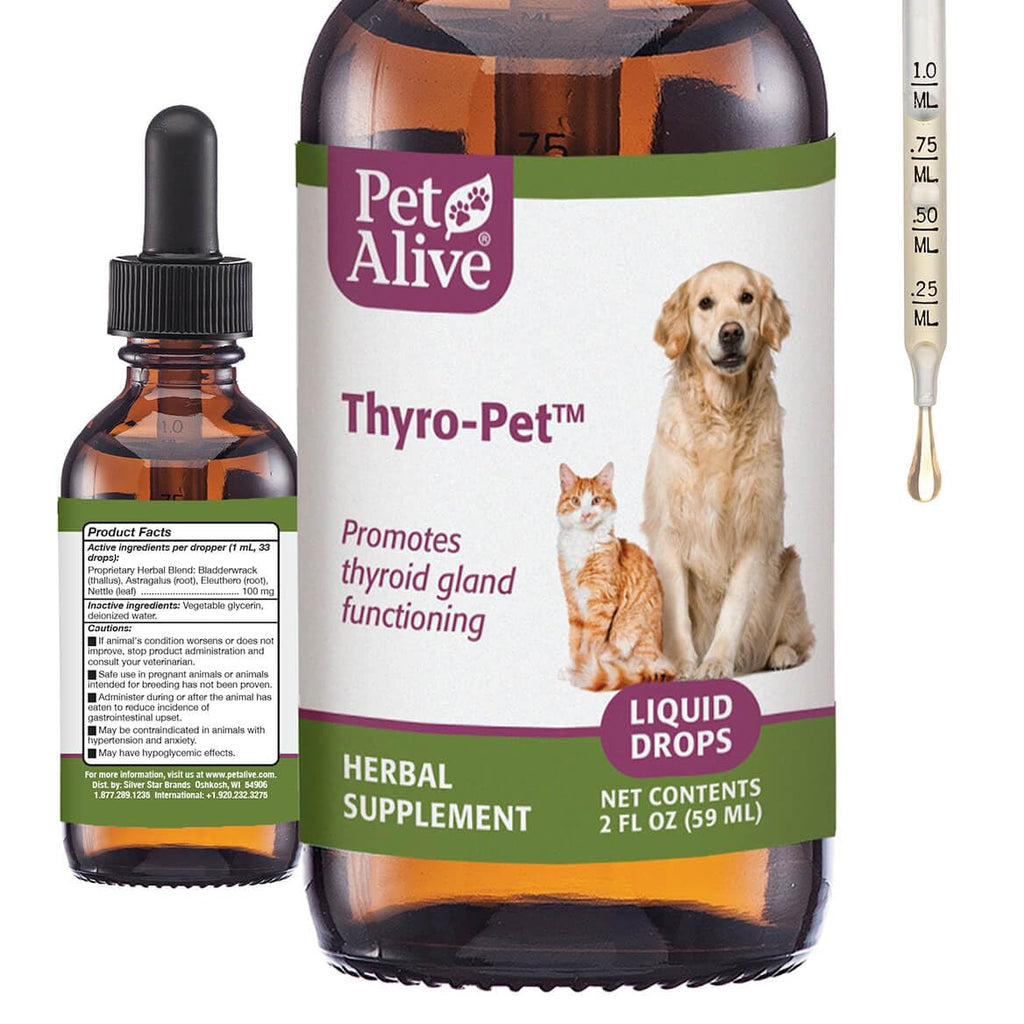 PetAlive Thyro-Pet Herbal Drops for Dog & Cat Thyroid Support - 2 Fl Oz