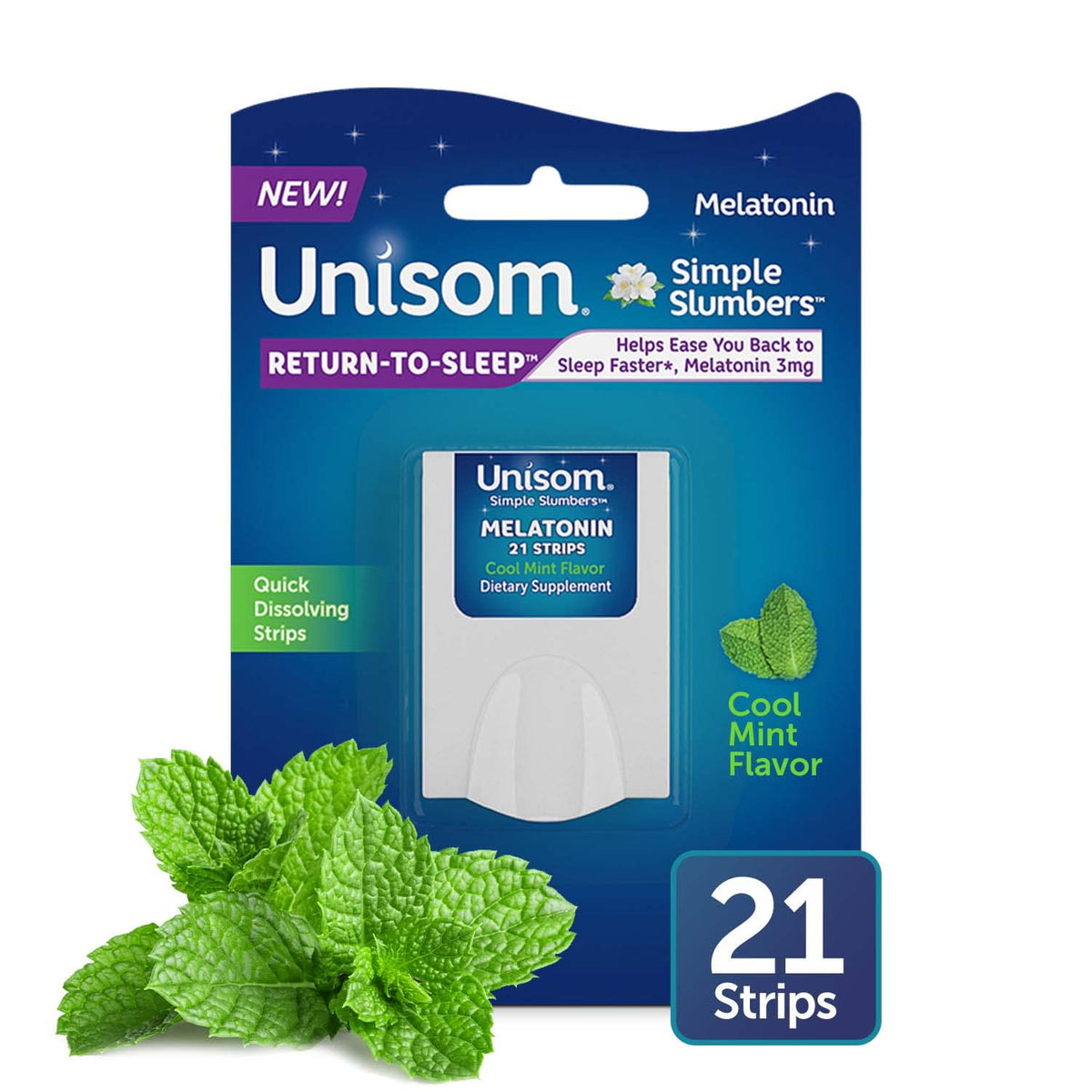 Unisom Simple Slumbers Return-to-Sleep Dissolving Strips 3mg - 21 Count