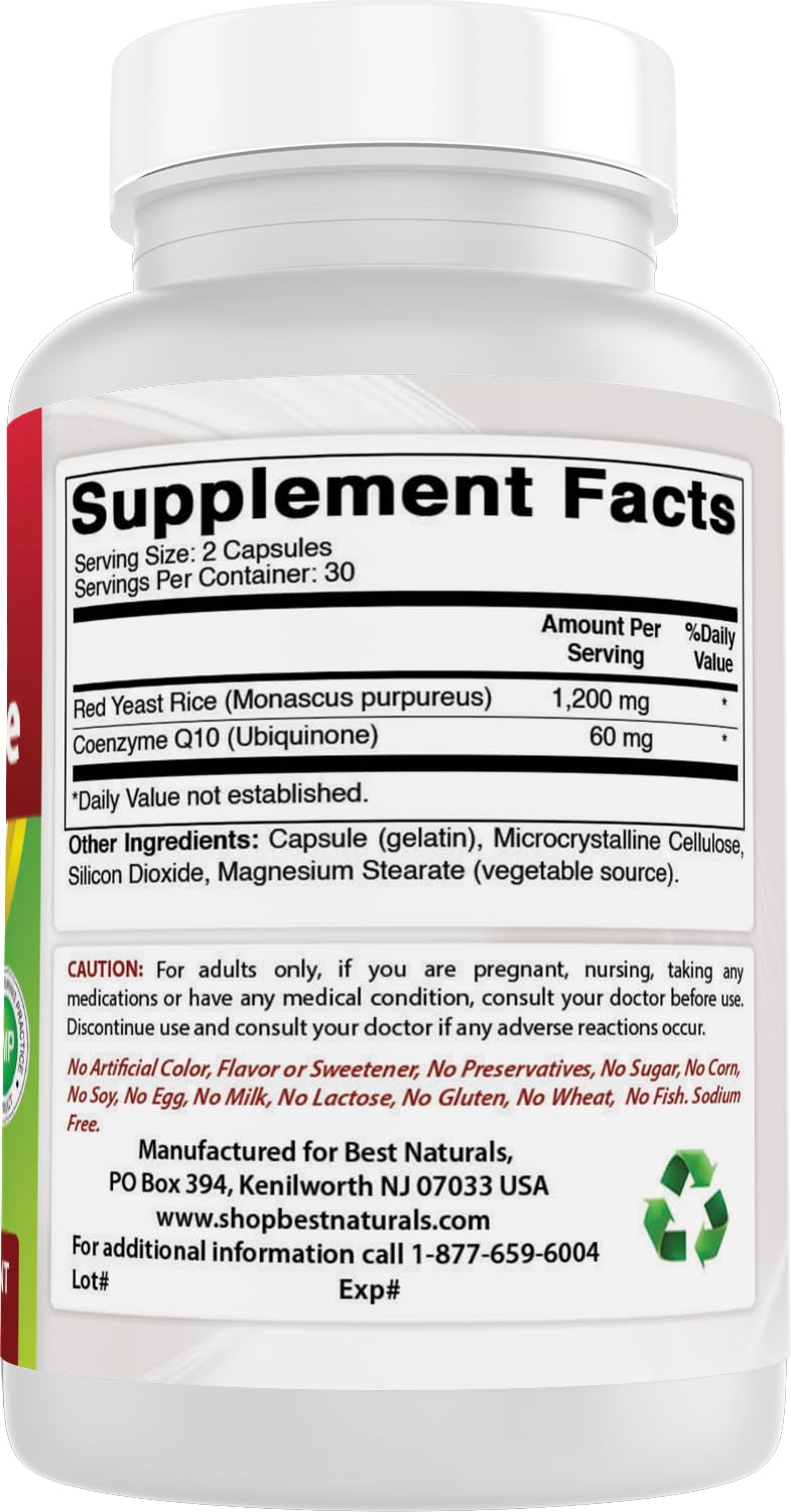 Best Naturals Red Yeast Rice with CoQ10 - 60 Capsules - image 6
