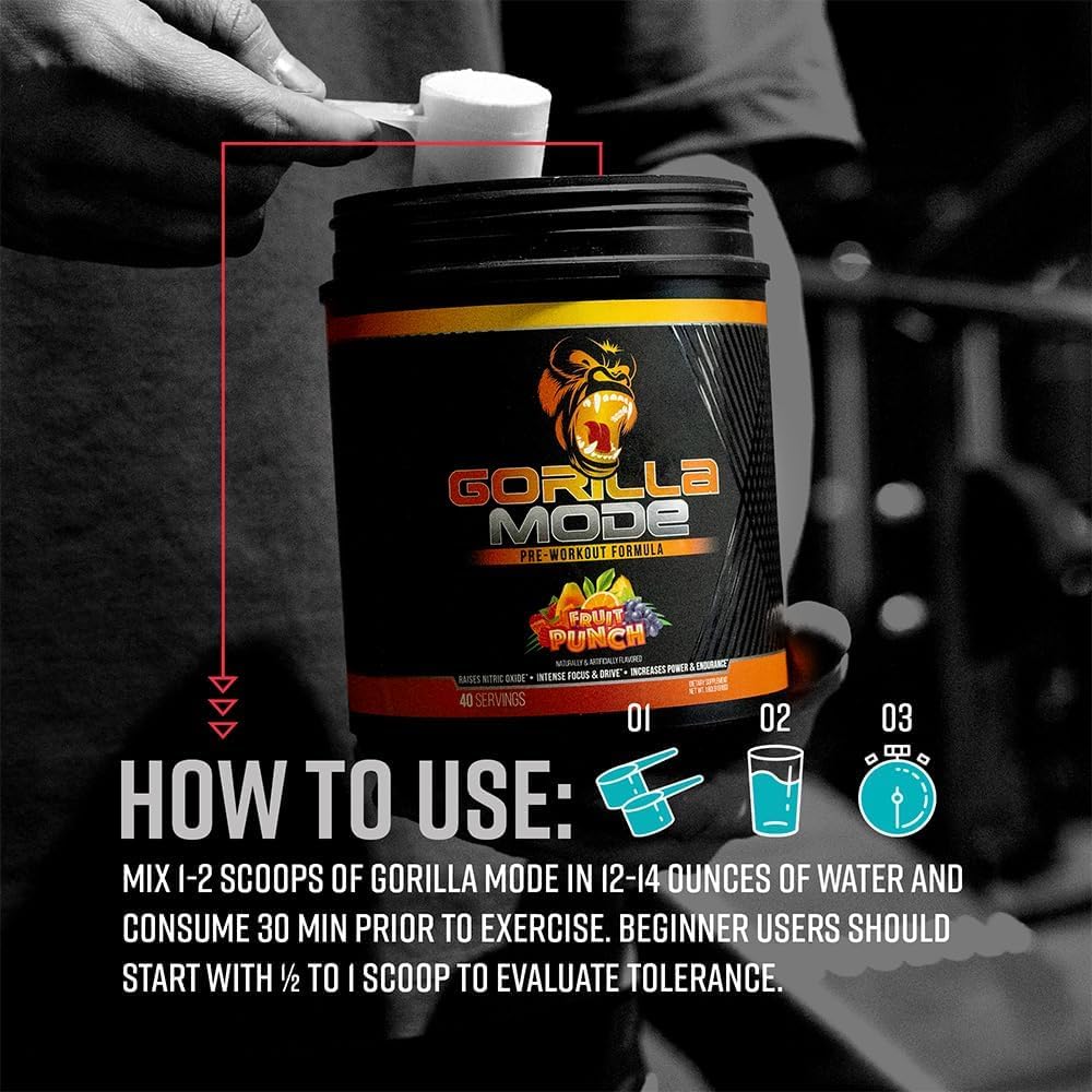 Gorilla Mind Mode Pre-Workout Powder Energy Focus - 786g - image 4