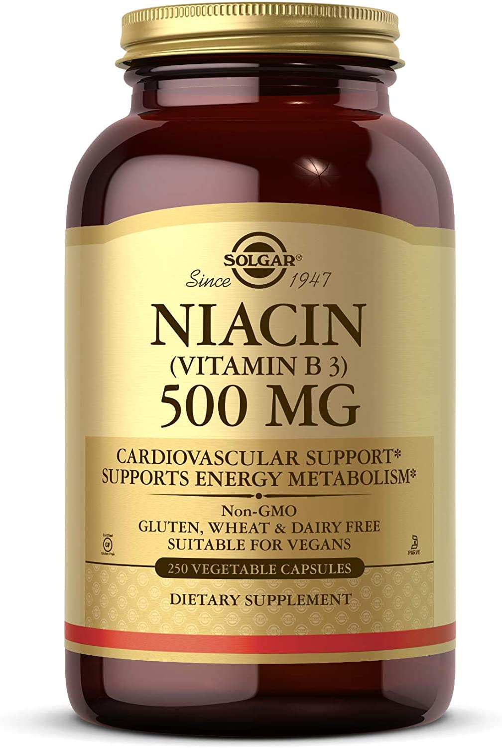 Solgar Niacin Vitamin B3 500 mg - 250 Vegetable Capsules