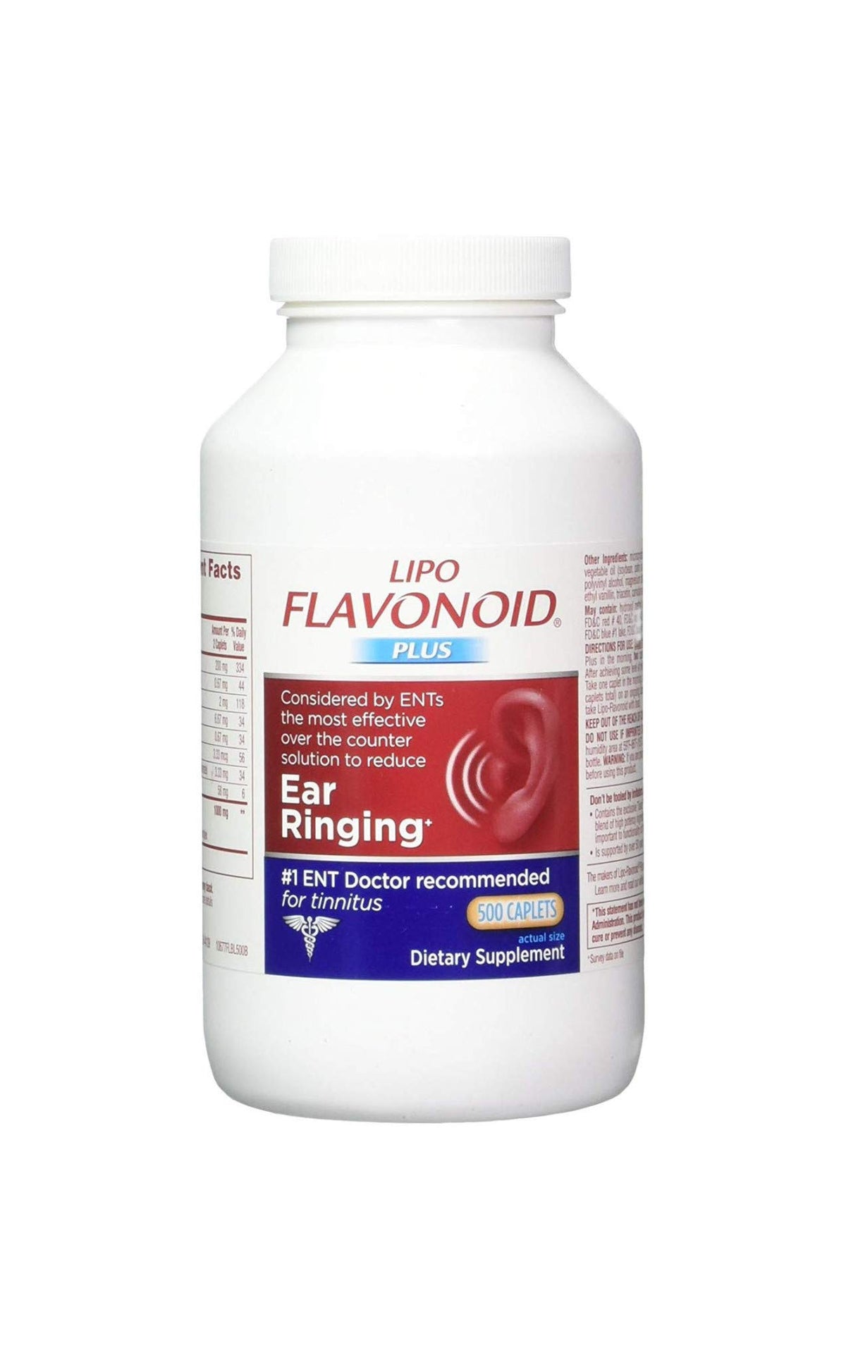 Lipo-Flavonoid White Caplets for Ear Health - 500 Count