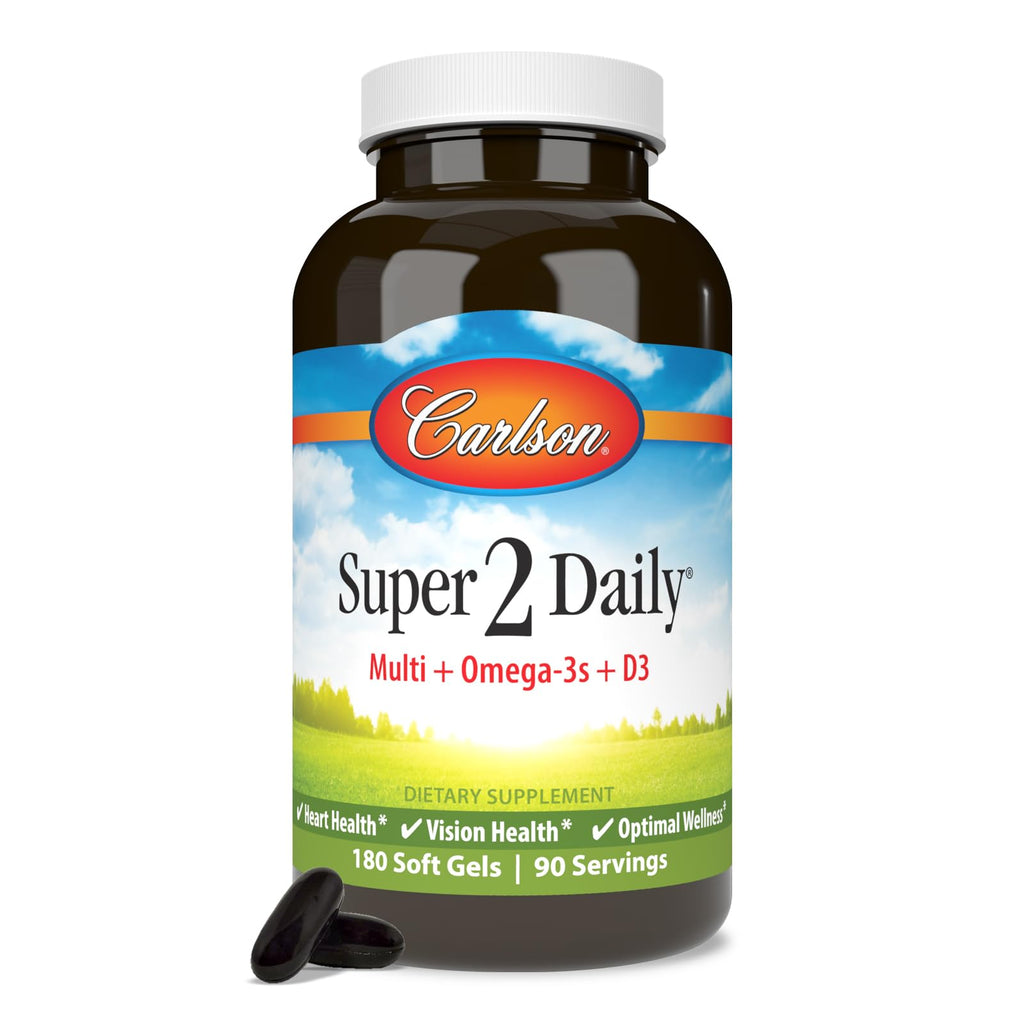 Carlson Super 2 Daily Multi + Omega-3s + Lutein + D3 - 180 Softgels
