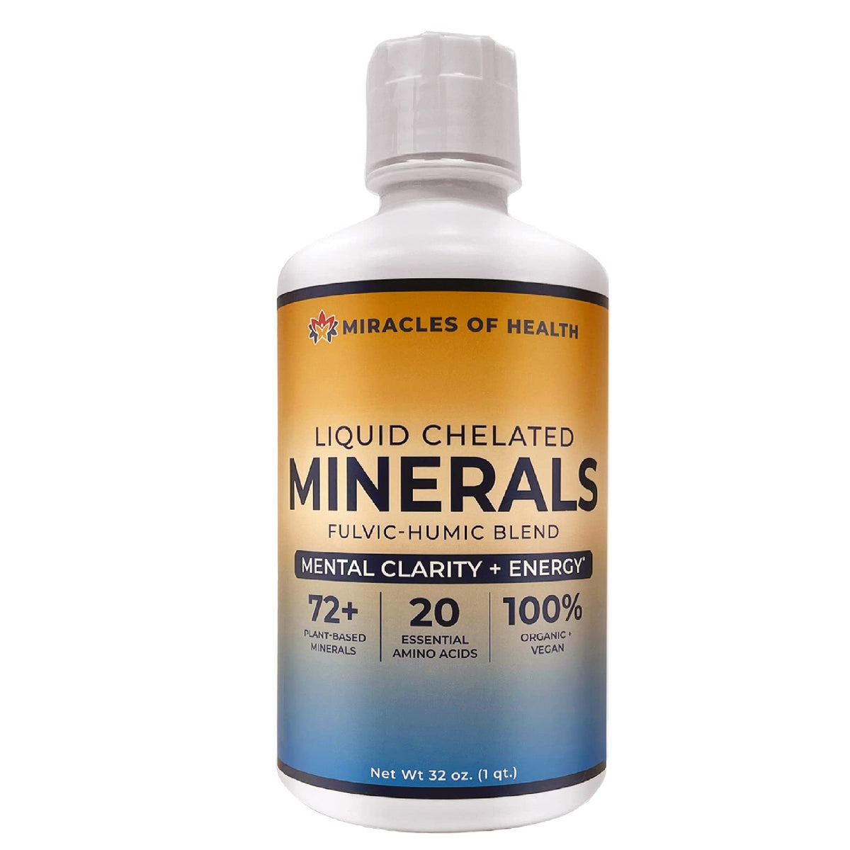 Miracles of Health Liquid Chelated Minerals - 72+ Plant-Based - 32 fl oz