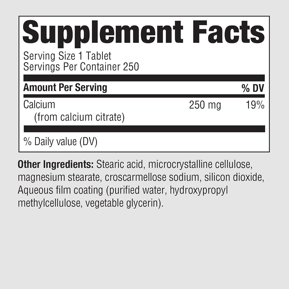PureFormulas Calcium Citrate 250 mg Bone & Dental Health - 250 Tablets - image 2