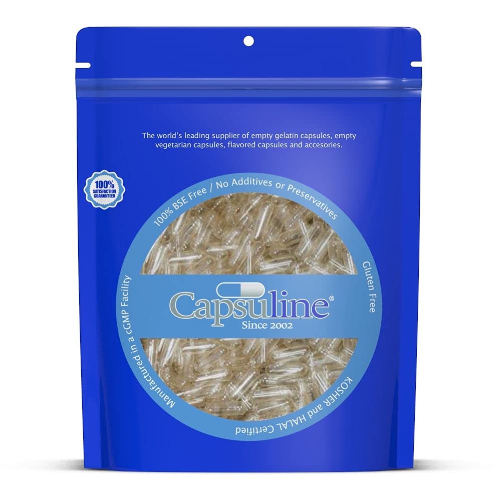 Capsuline Size 00 Clear Empty Gelatin Capsules - 500 Count