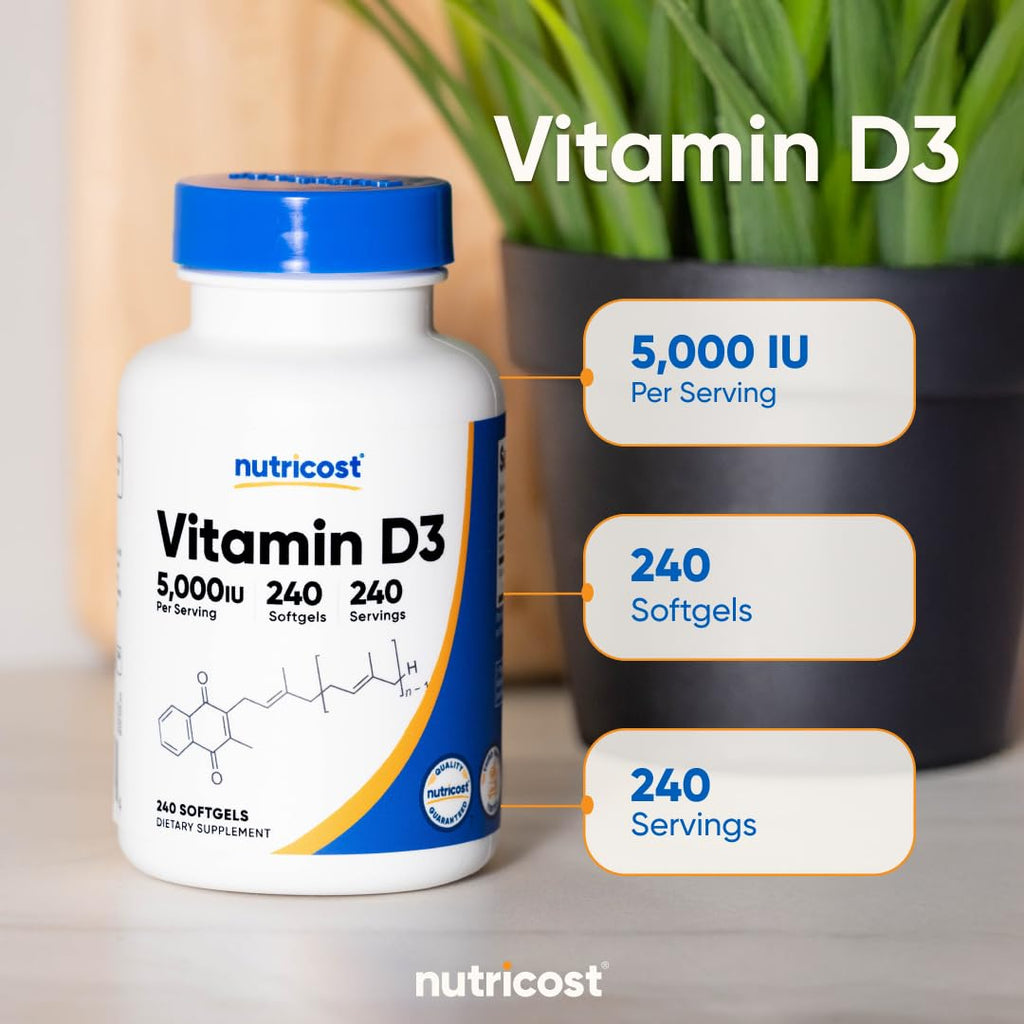 Nutricost Vitamin D3 5000 IU - 240 Softgels - image 6