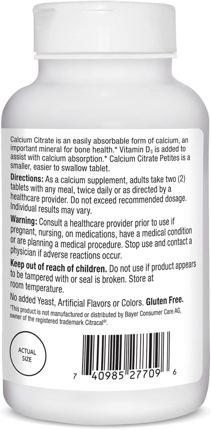 21st Century Calcium Citrate Petites + D3 Coated Tablets - 600 Tablets - image 3