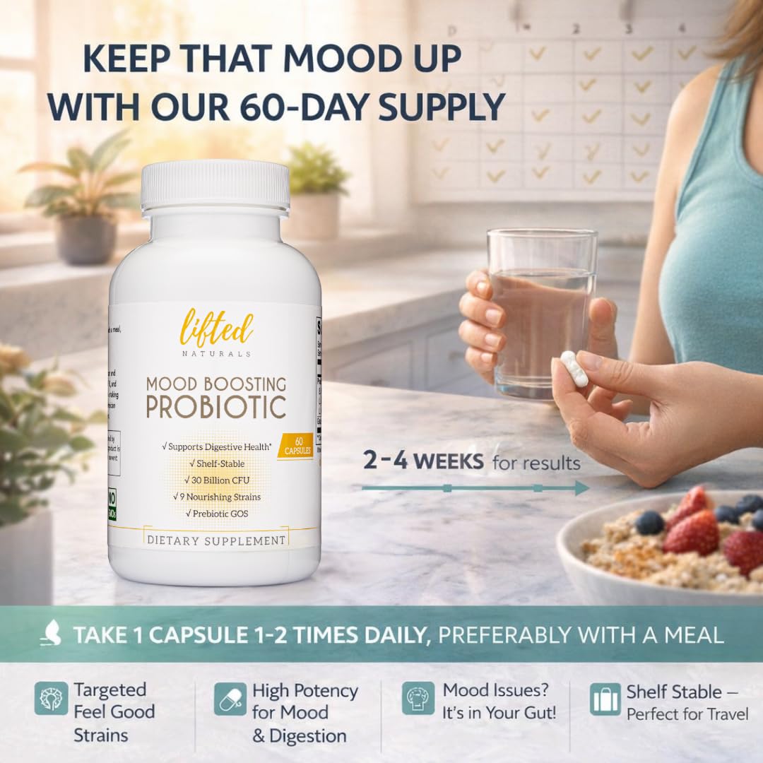 Lifted Naturals Mood Boosting Probiotic 30 Billion CFU - 60 Capsules - image 5