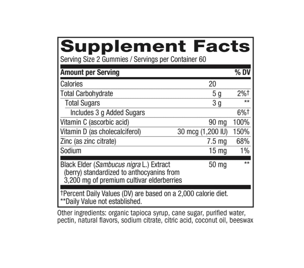 Nature's Way Sambucus Elderberry Gummies with Vitamin C and Zinc - 120 Gummies - image 4