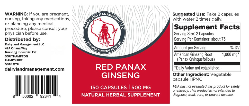 Dairyland Management LLC Panax Ginseng Capsules