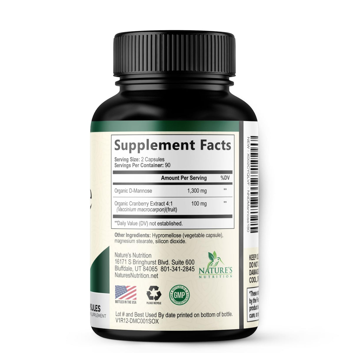 Nature's Nutrition D-Mannose 1000mg Per Serving - Cranberry