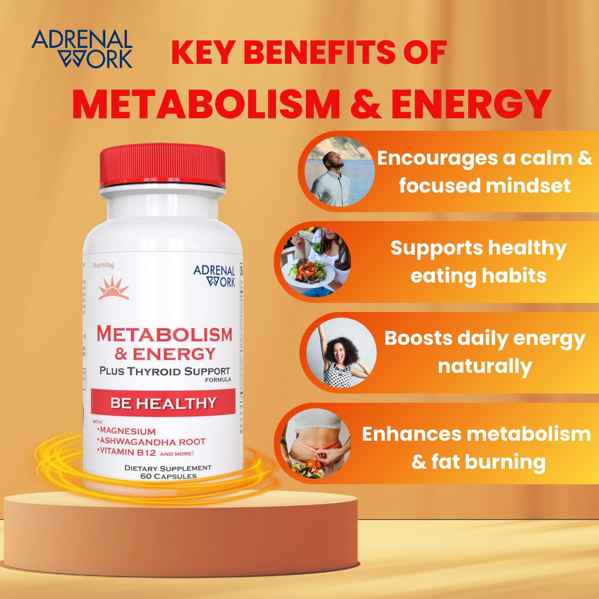 Adrenalwork Adrenal Support Supplement Adaptogen Blend - 60 Capsules - image 2