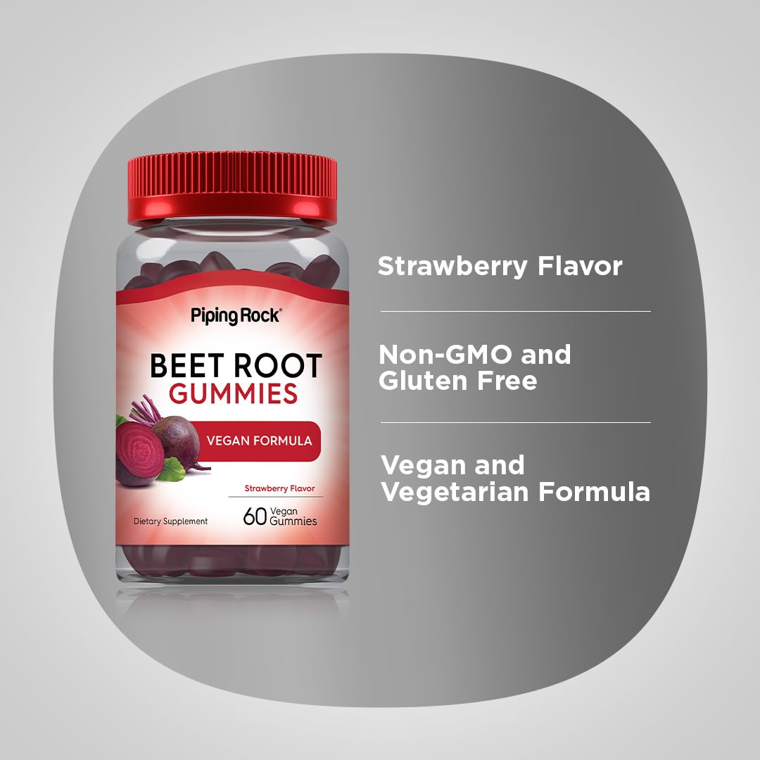 Piping Rock Beet Root Gummies Nitric Oxide Supplement - 60 Count - image 4