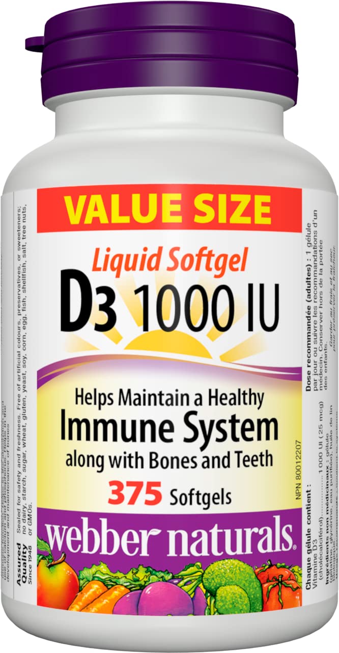 Webber Naturals Vitamin D3 1,000 IU - 375 Softgels