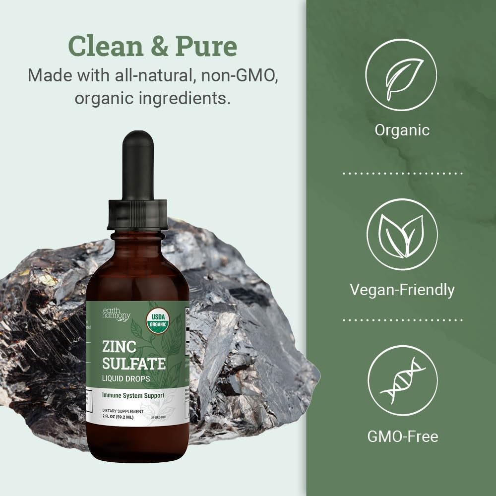 Earth Harmony Naturals Organic Liquid Zinc Sulfate 7.5mg - 2 Fl Oz - image 4