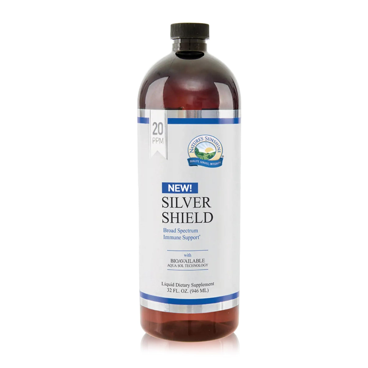 Nature's Sunshine Silver Shield Liquid Colloidal Silver - 32 Fl Oz
