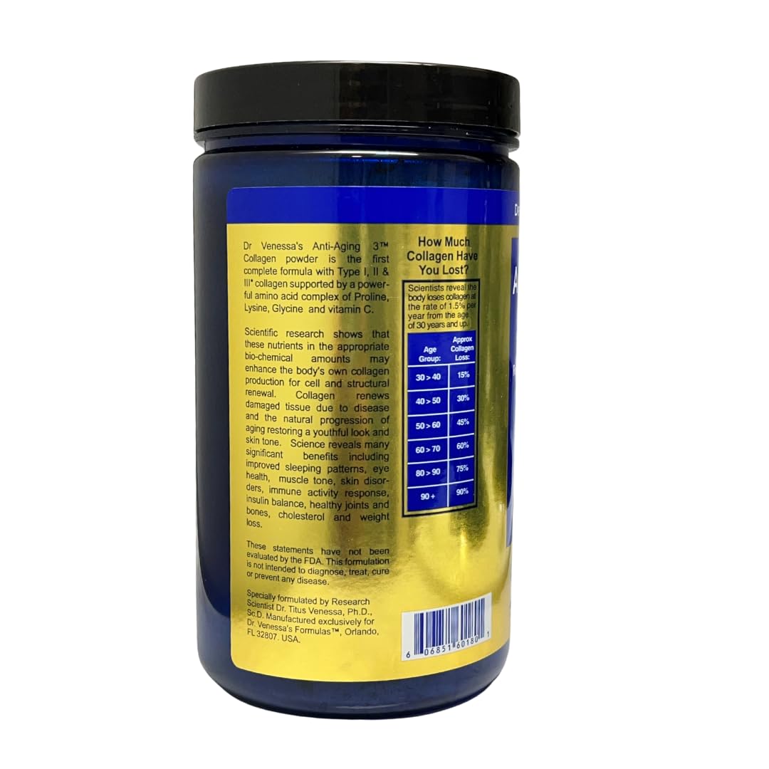 Dr. Venessa's Formulas Anti-Aging 3 Collagen Powder - 1.32 lb - image 3