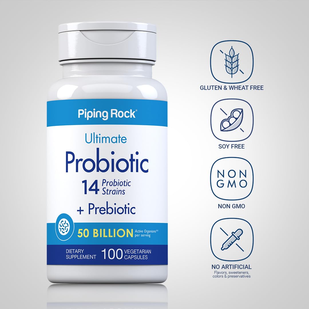 Piping Rock Probiotic and Prebiotic - 100 Capsules - image 3