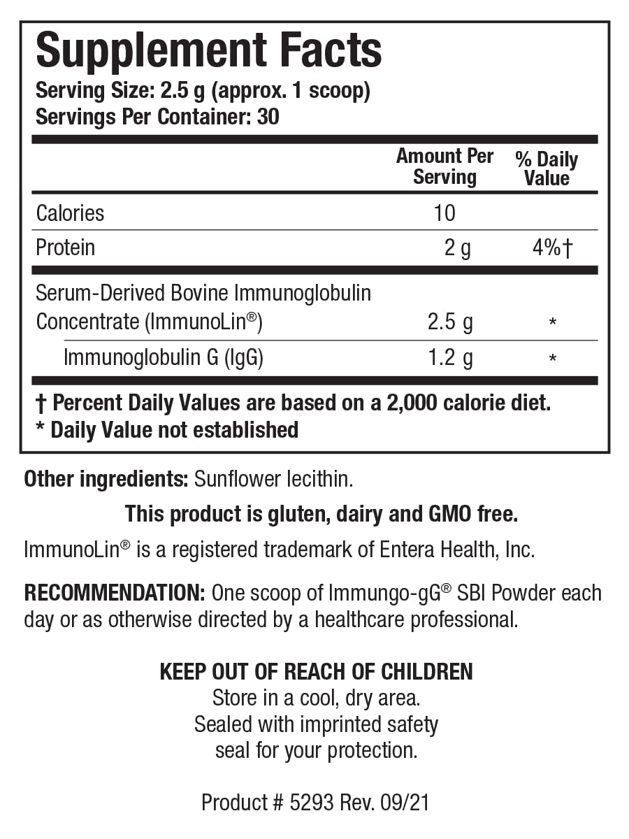 BIOTICS RESEARCH Immuno-gG SBI IgG Immunoglobulin Powder - 2.6 oz - image 4