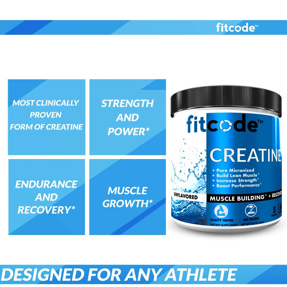 fitcode Creatine Monohydrate 5g Micronized Powder - 60 Servings - image 5