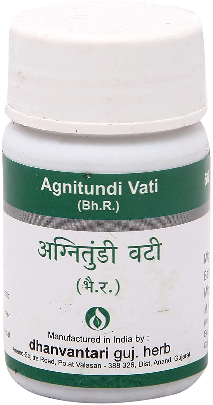 Dhanvantari Agnitundi Vati Ayurvedic Digestive Support - 60 Tablets