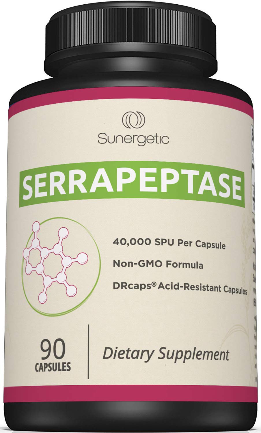 Sunergetic Serrapeptase Enzyme 40,000 SPU - 90 Capsules