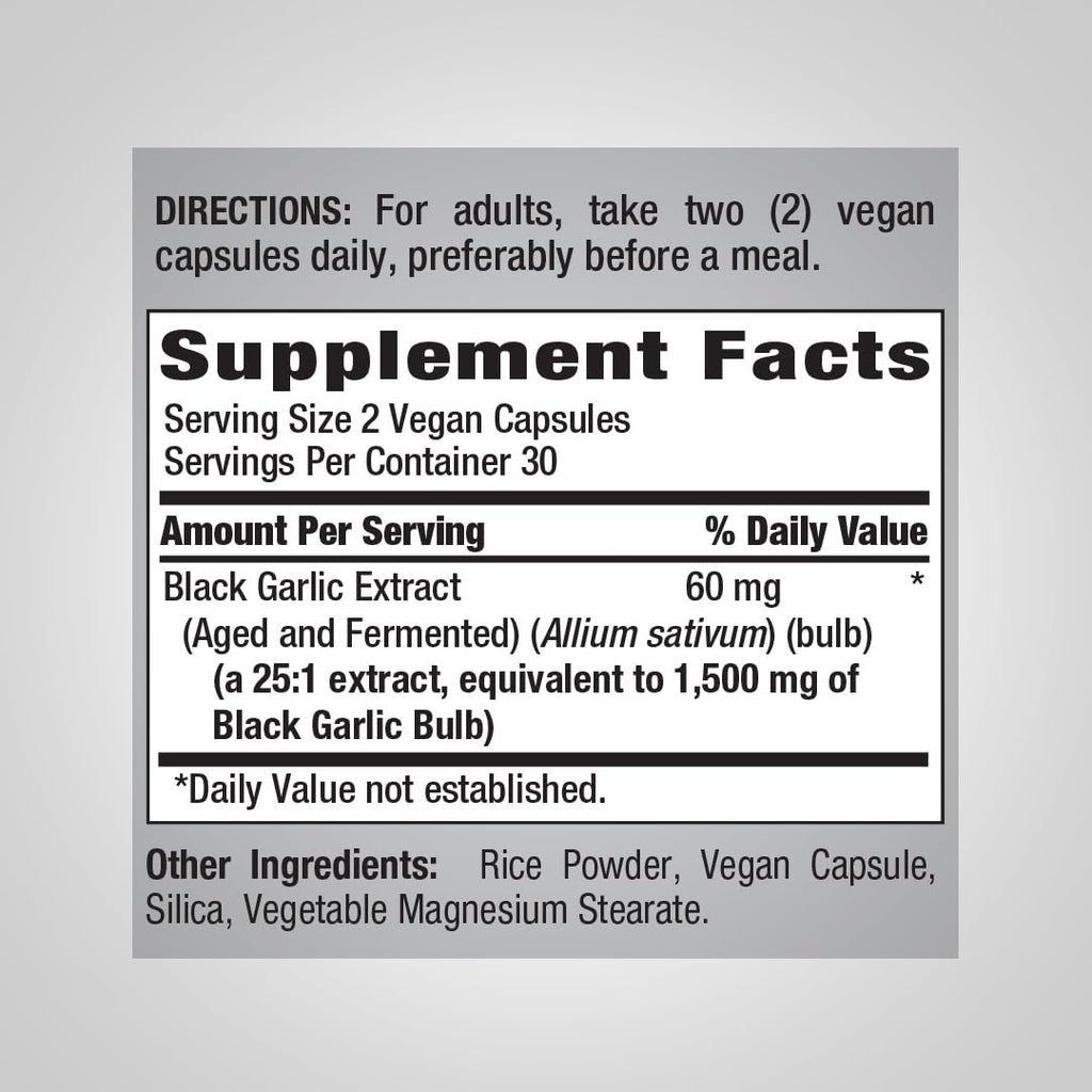 Piping Rock Black Garlic Supplement - 60 Capsules - image 2