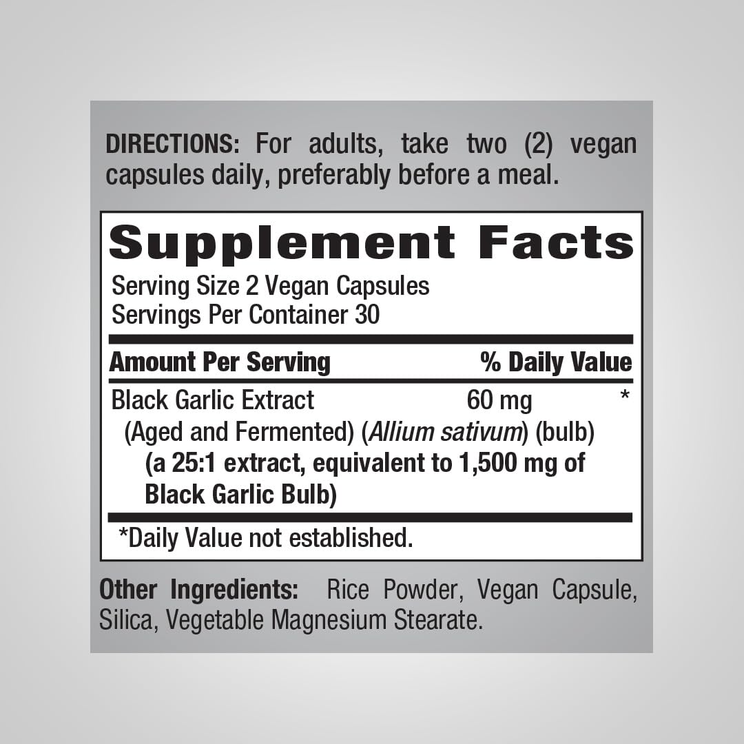 Piping Rock Black Garlic Supplement - 60 Capsules - image 2
