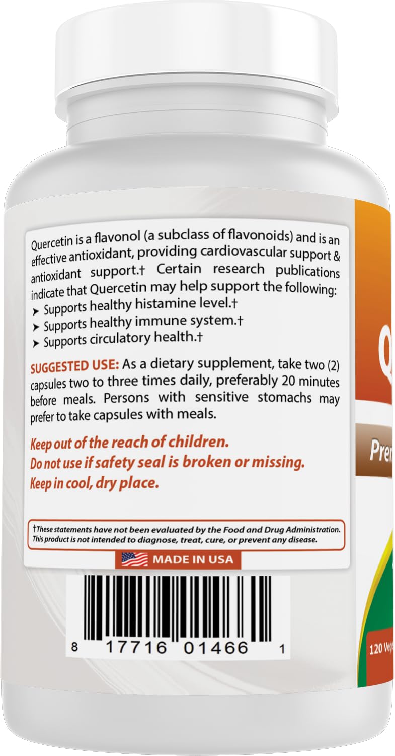 Best Naturals Quercetin 1000 mg Antioxidant - 120 Vegetarian Capsules - image 7