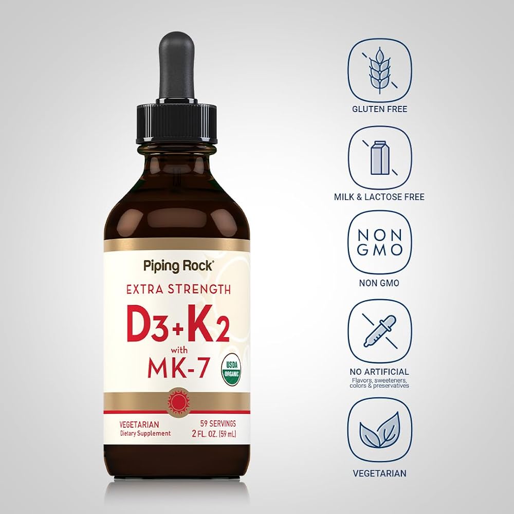 Piping Rock Vitamin D3 K2 Liquid Drops - 2 Fl Oz - image 3