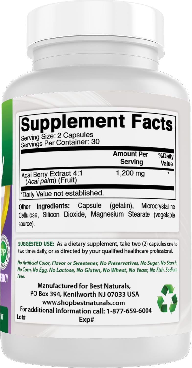 Best Naturals Acai Berry 600 mg 60 Capsules