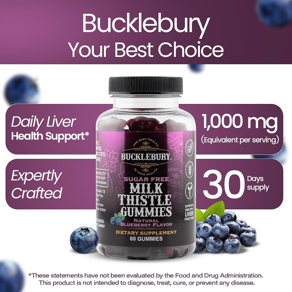 Bucklebury Sugar-Free Milk Thistle Gummies 1000mg - 60 Count - image 2