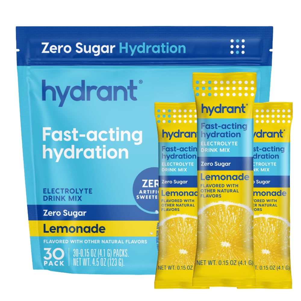 Hydrant Hydrate Electrolyte Powder Stick Packets Lemonade - 30 Count