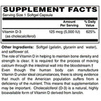 BariatricPal Vitamin D-3 125mcg (5000 IU) - Easy Swallow Vegetarian Softgels by