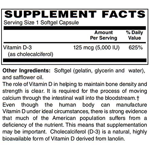 BariatricPal Vitamin D-3 125mcg (5000 IU) - Easy Swallow Vegetarian Softgels by