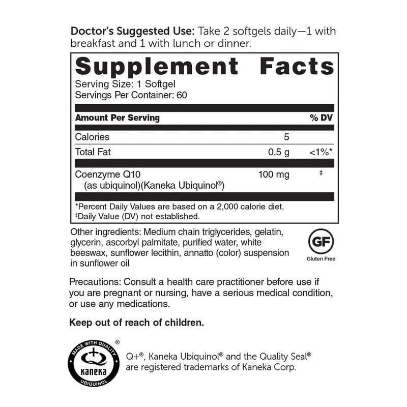 DR.WHITAKER Dr. Whitaker's Bioactive Q Ubiquinol 100 mg CoQ10 - 60 Softgels - image 2