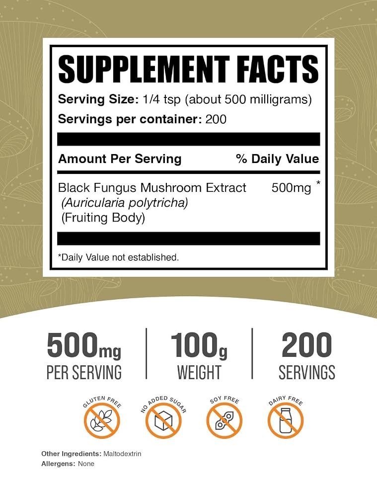BulkSupplements.com Black Fungus Extract Powder
