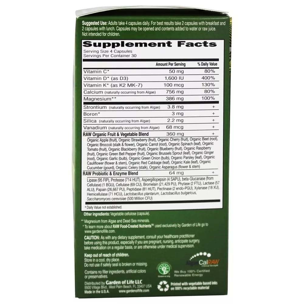 Garden of Life Vitamin Code RAW Calcium - 240 Capsules - image 2