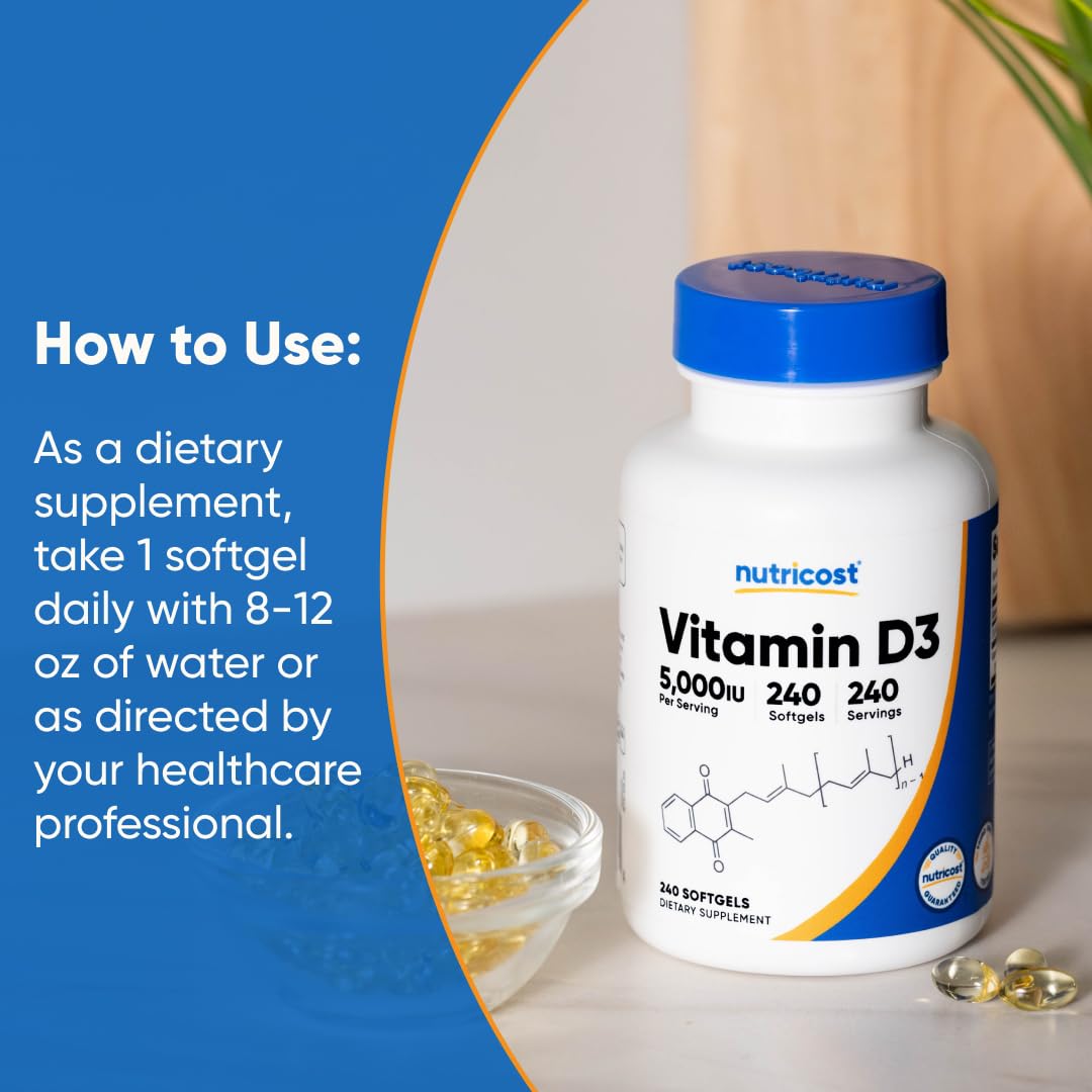 Nutricost Vitamin D3 5000 IU - 240 Softgels - image 7