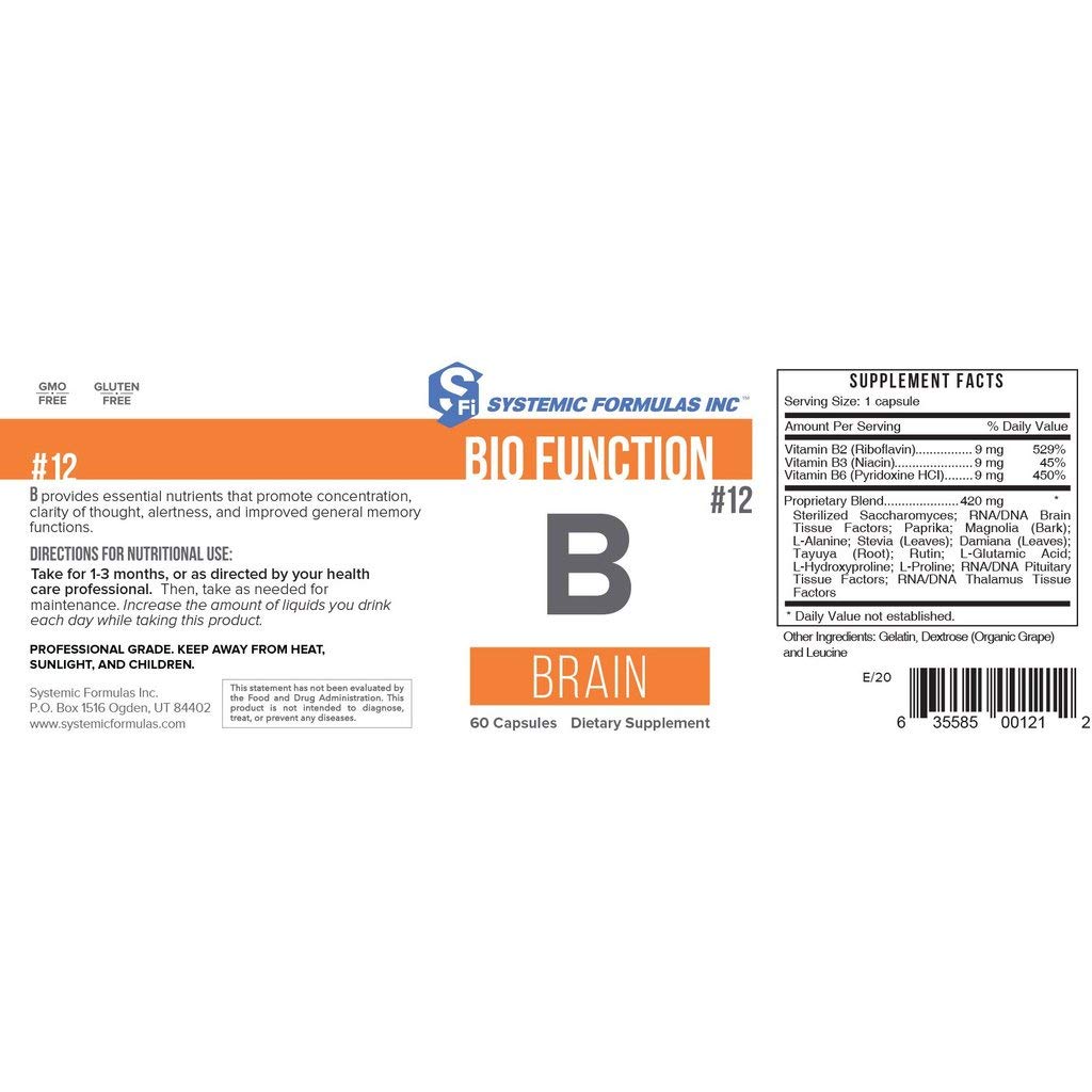 Systemic Formulas B - Brain Supplement - 60 Capsules - image 2