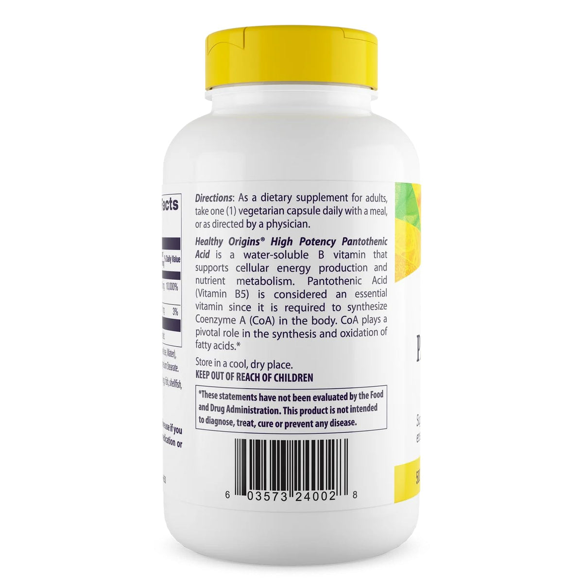 Healthy Origins Vitamin B5 Pantothenic Acid 500 mg - 240 Capsules - image 3