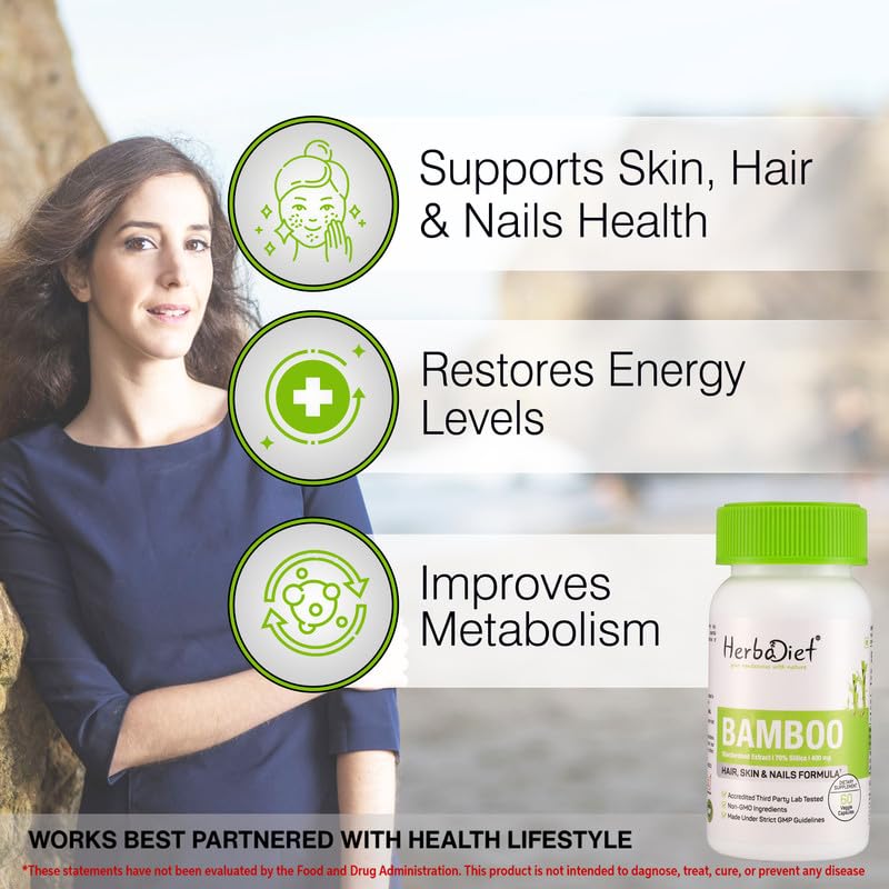 Herbadiet Bamboo Extract Capsules for Hair, Skin & Nails - 120 Capsules - image 5