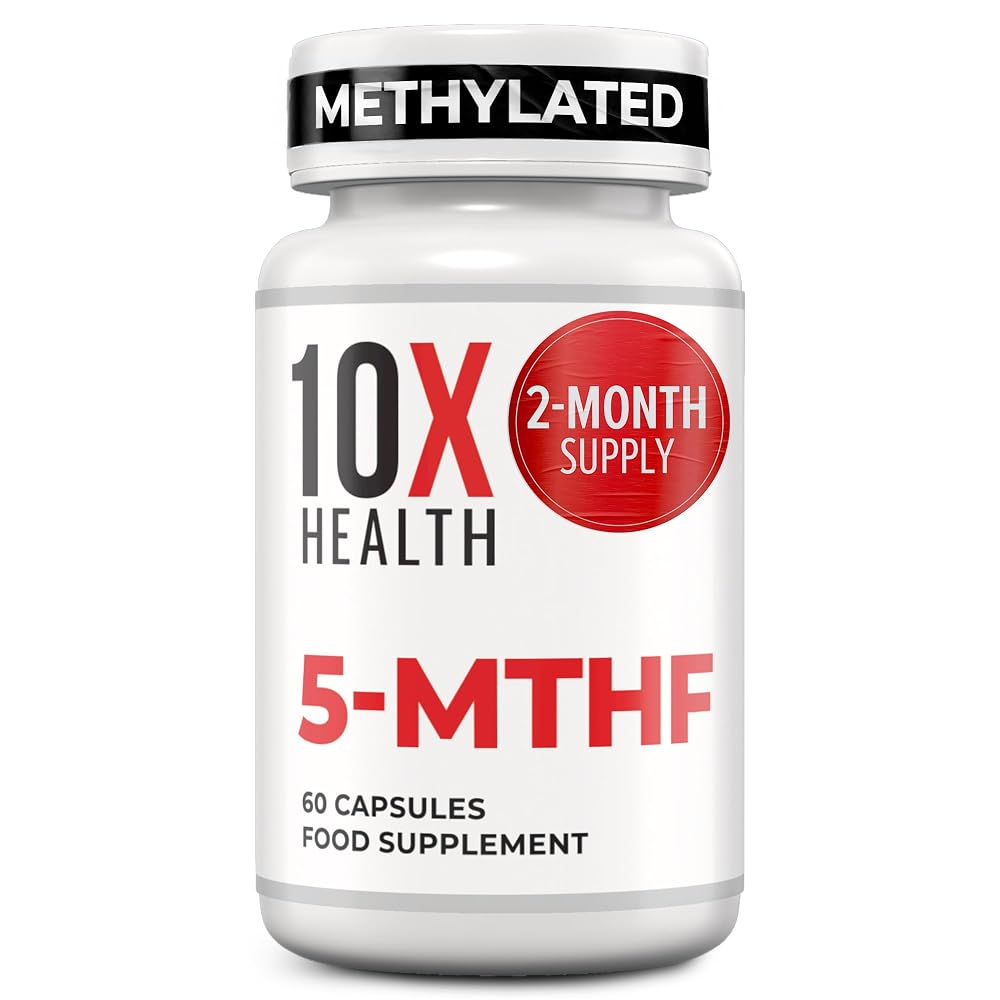 10X Health 5-MTHF Methylfolate Supplement with Magnesium - 60 Capsules