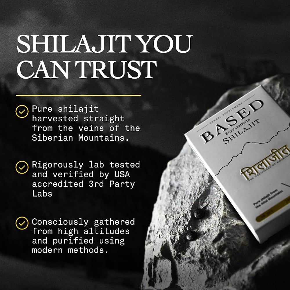Based Shilajit Pure Shilajit Tablets Energy & Immune Support - 60 Tablets - image 2
