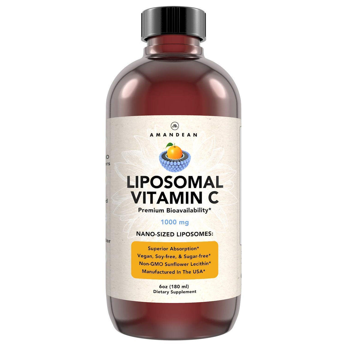 AMANDEAN Liposomal Vitamin C 1000mg Liquid - 6 Fl Oz